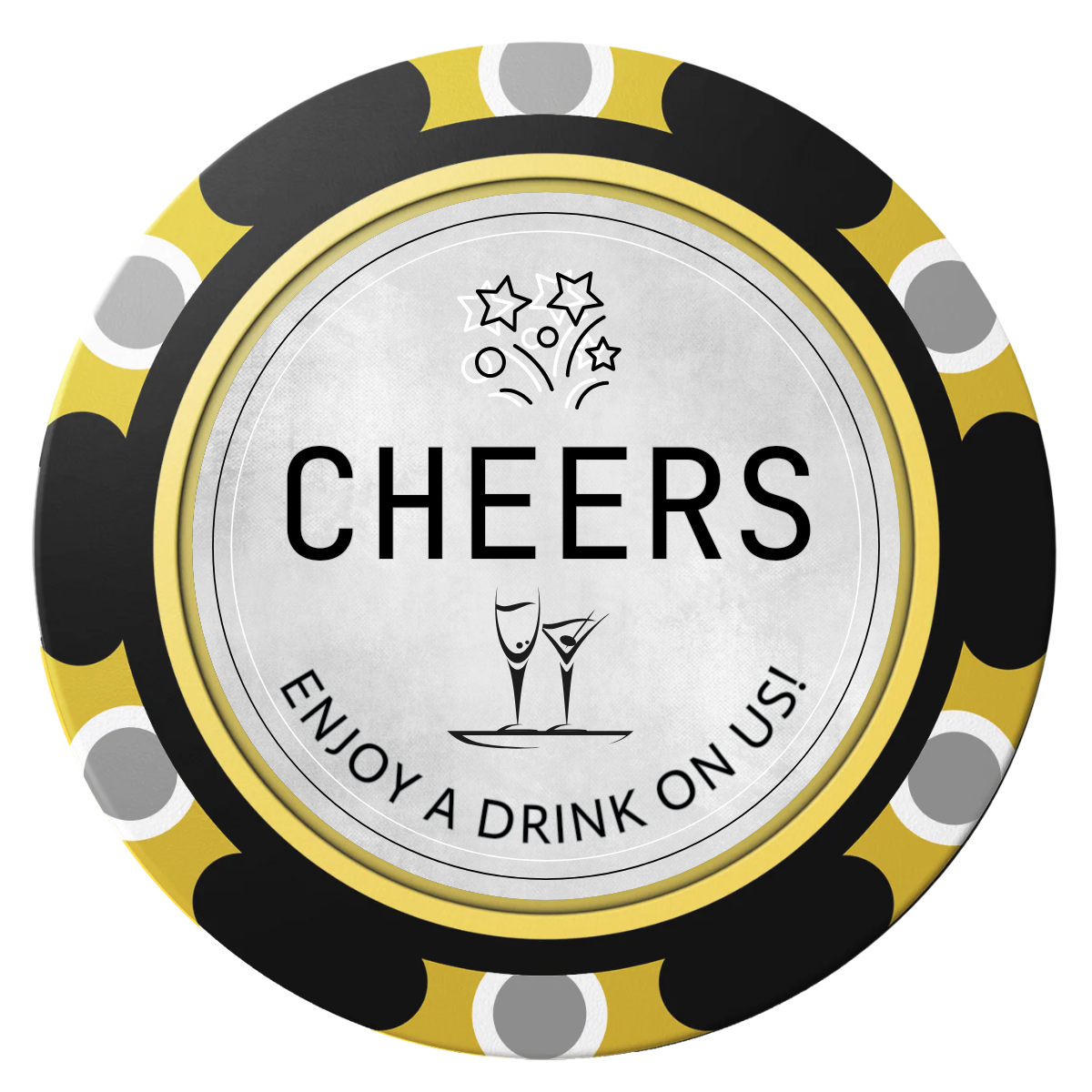 Chique Wedding Token Clay Poker Chips - Black / Monte Carlo / 40mm - Front