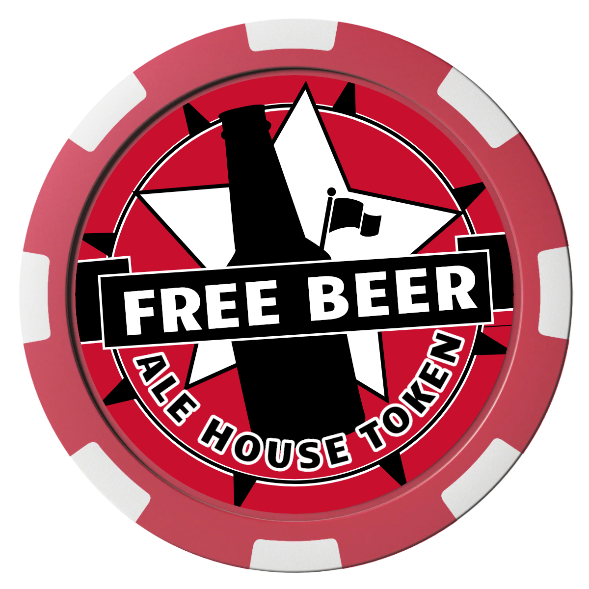Free Beer Drink Composite Poker Chips - Red / 8 Spot - Front