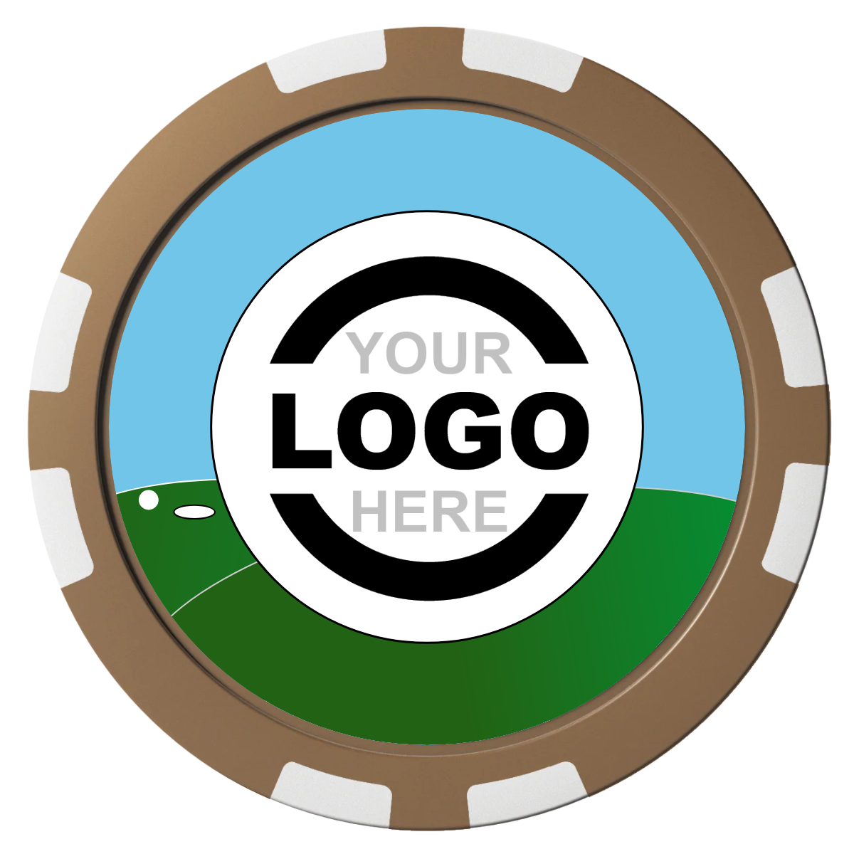 Going Golfing Today Composite Poker Chips - Brown / 8 Stripe - Back