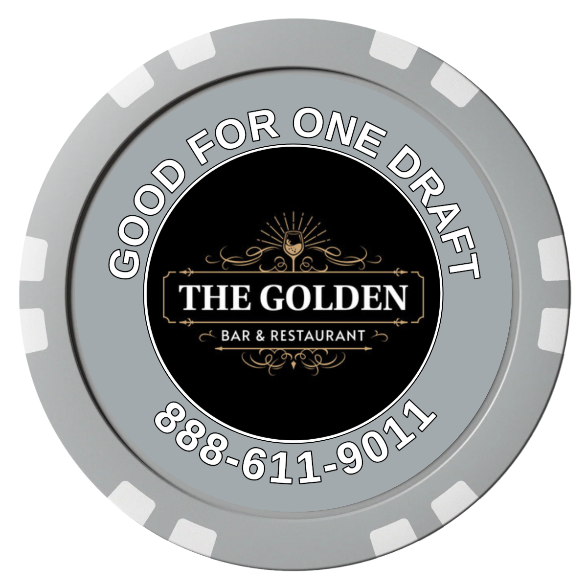 Branded Logo Bar Drink Token Composite Poker Chips - Gray / Double Stripe - Front