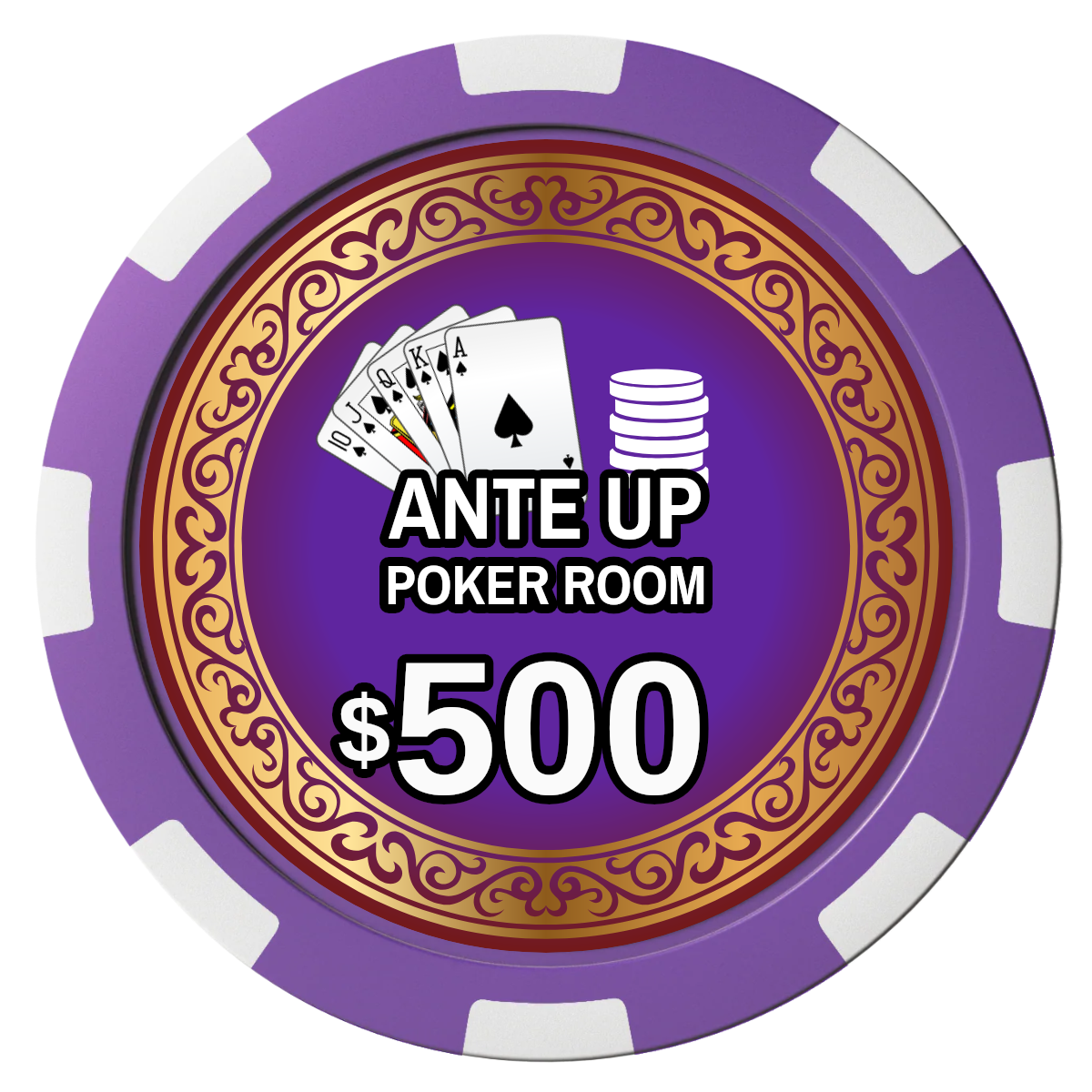 Ante Up Poker Room Composite Poker Chips - Purple / 8 Spot - Front