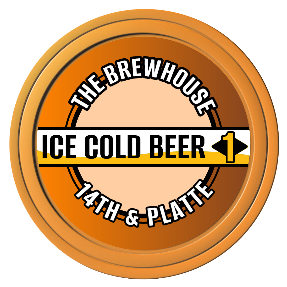 Ice Cold Beer Drink Token Composite Poker Chips - Orange / Solid - Front