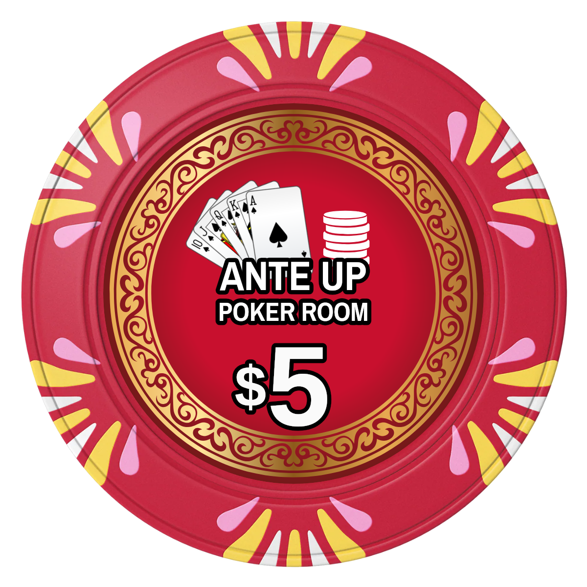 Ante Up Poker Room Clay Poker Chips - Red / Macau / 40mm - Front