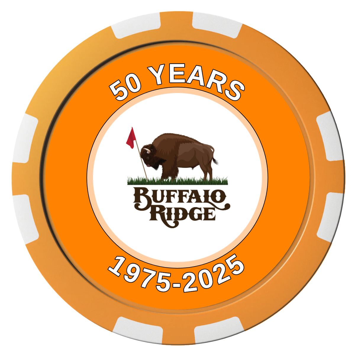 Branded Golf Pro Shop Composite Poker Chips - Orange / 8 Stripe - Front