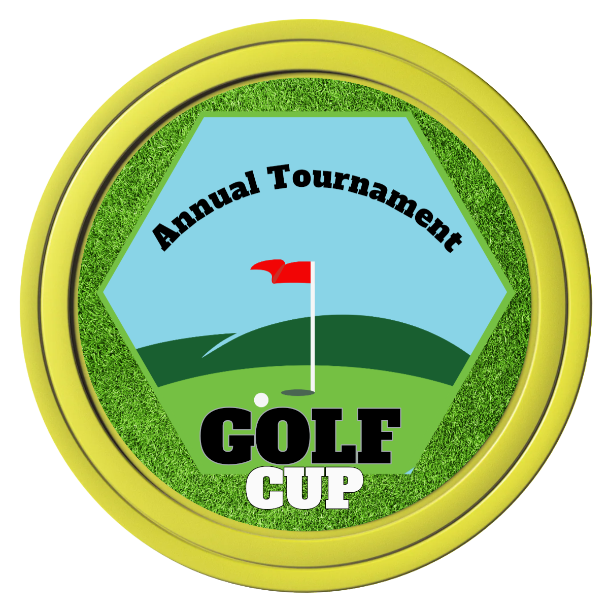 Golf Cup Composite Poker Chips - Yellow / Solid - Front