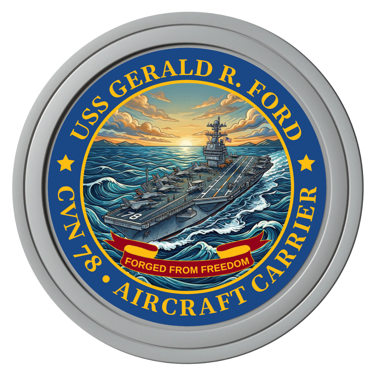 Navy USS Gerald Ford Composite Poker Chips - Gray / Solid - Front