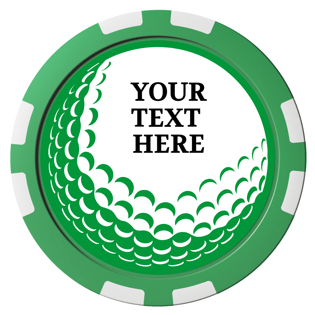 Hole In One Composite Poker Chips - Green / 8 Stripe - Front