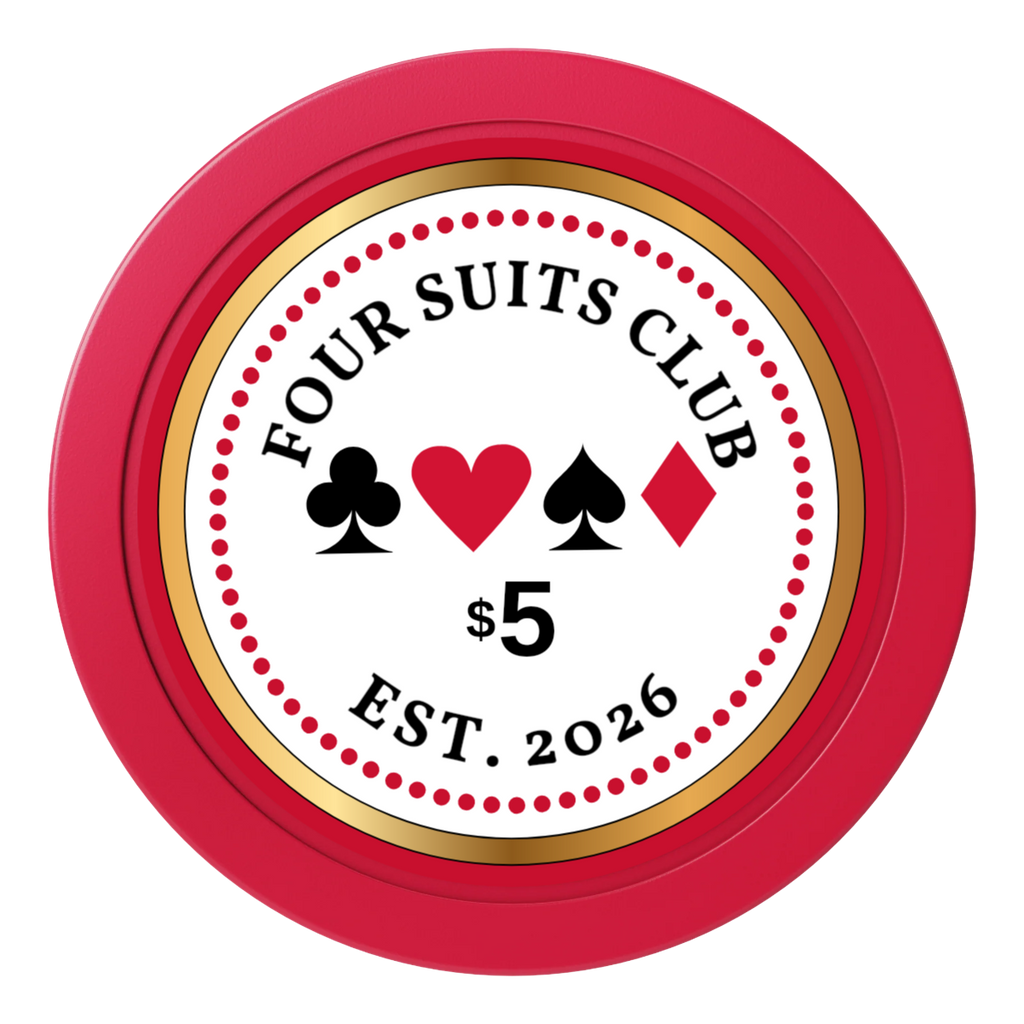 Fours Suits Club 2" Oversized Poker Chips - Red - Front