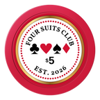 Fours Suits Club 2" Oversized Poker Chips - Red - Front