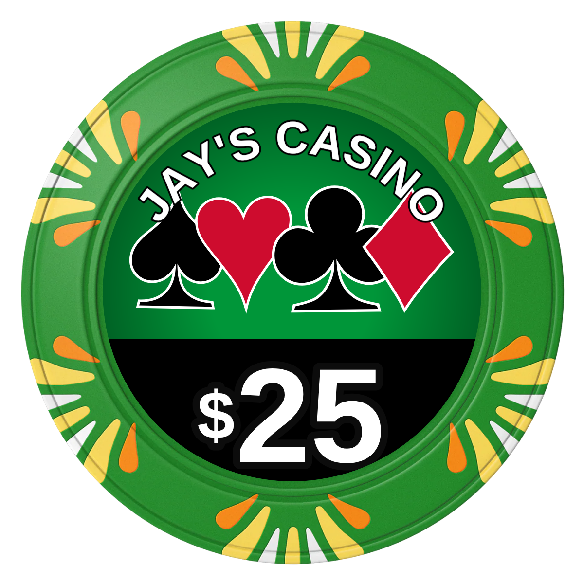 Jay's Casino Clay Poker Chips - Green / Macau / 40mm - Front