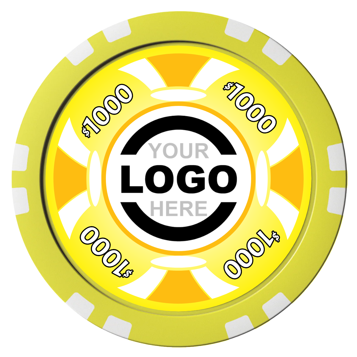 Alan Baker 4-2S A Composite Poker Chips - Yellow / Double Stripe - Front