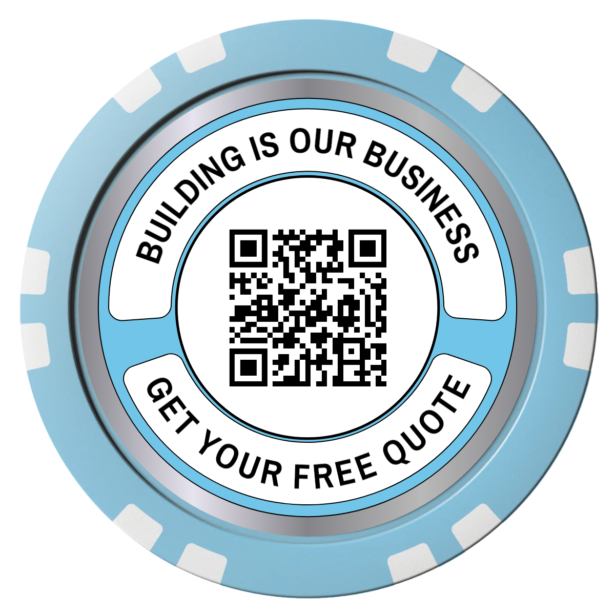 Acme Construction Composite Poker Chips - Light Blue / Double Stripe - Front