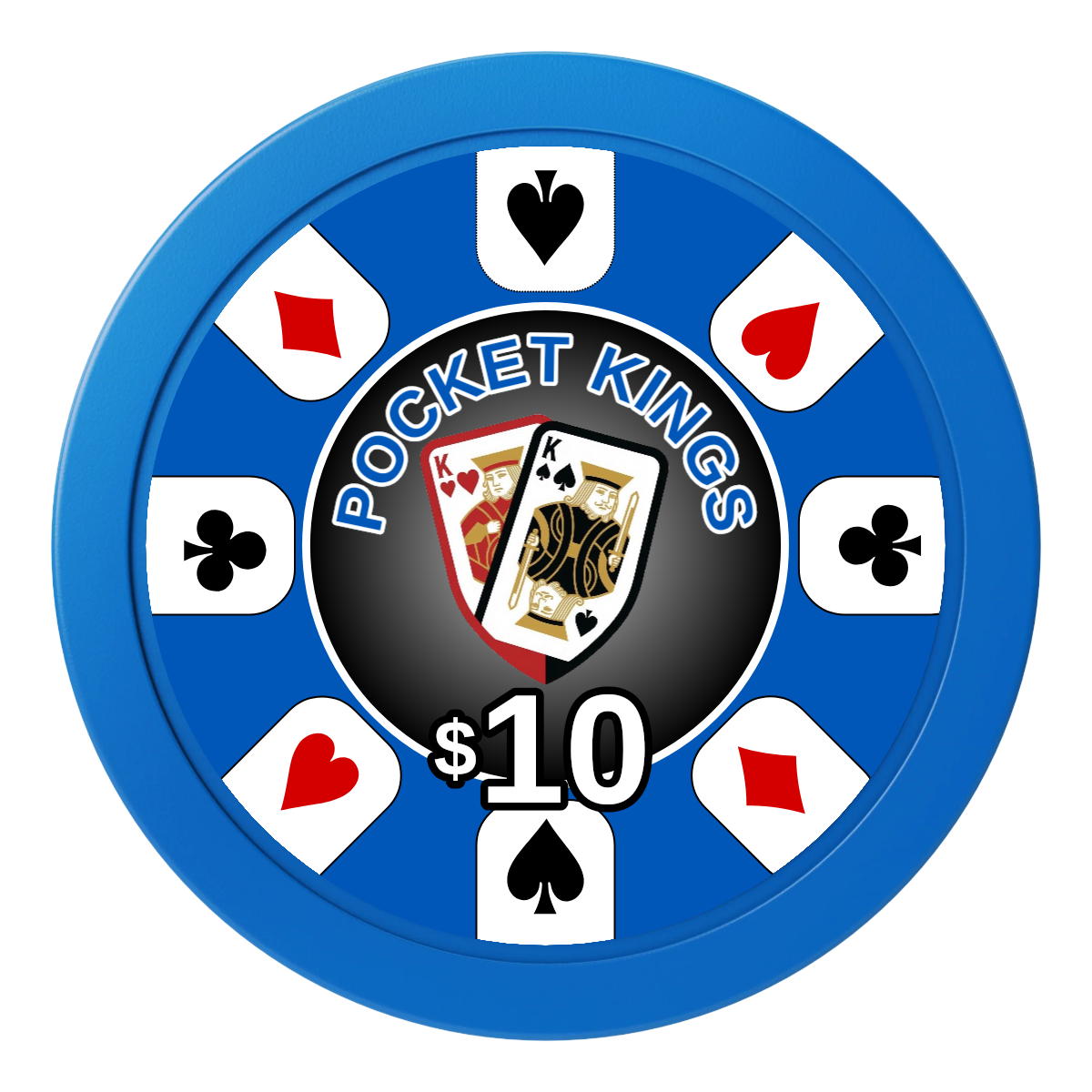 Pocket Kings 2" Oversized Poker Chips - Blue - Front