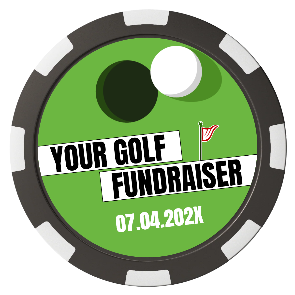 Putting Around Tournament Composite Poker Chips - Black / 8 Spot - Front