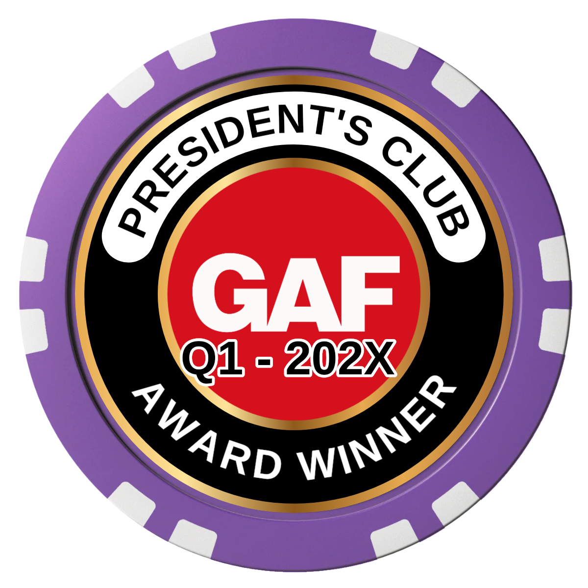 President's Club Composite Poker Chips - Purple / Double Stripe - Front