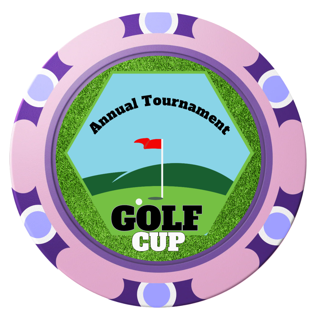 Golf Cup Clay Poker Chips - Pink / Monte Carlo / 40mm - Front