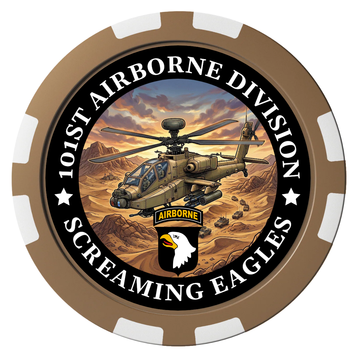 Army Airborne Composite Poker Chips - Brown / 8 Stripe - Front
