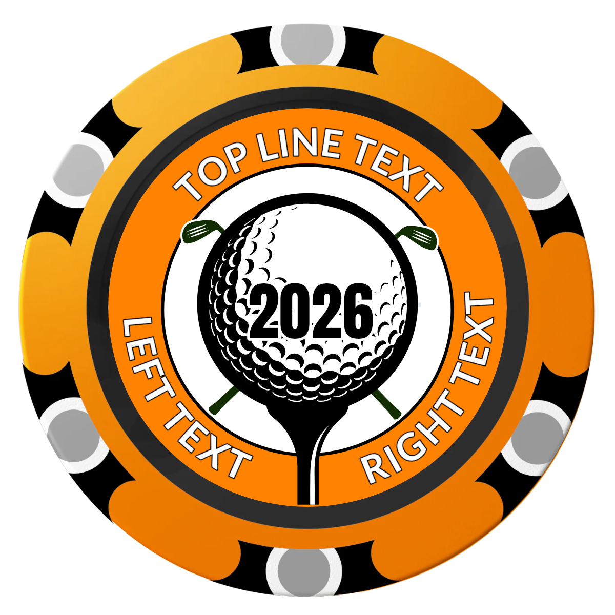 Tee it up Clay Poker Chips - Orange / Monte Carlo / 40mm - Front