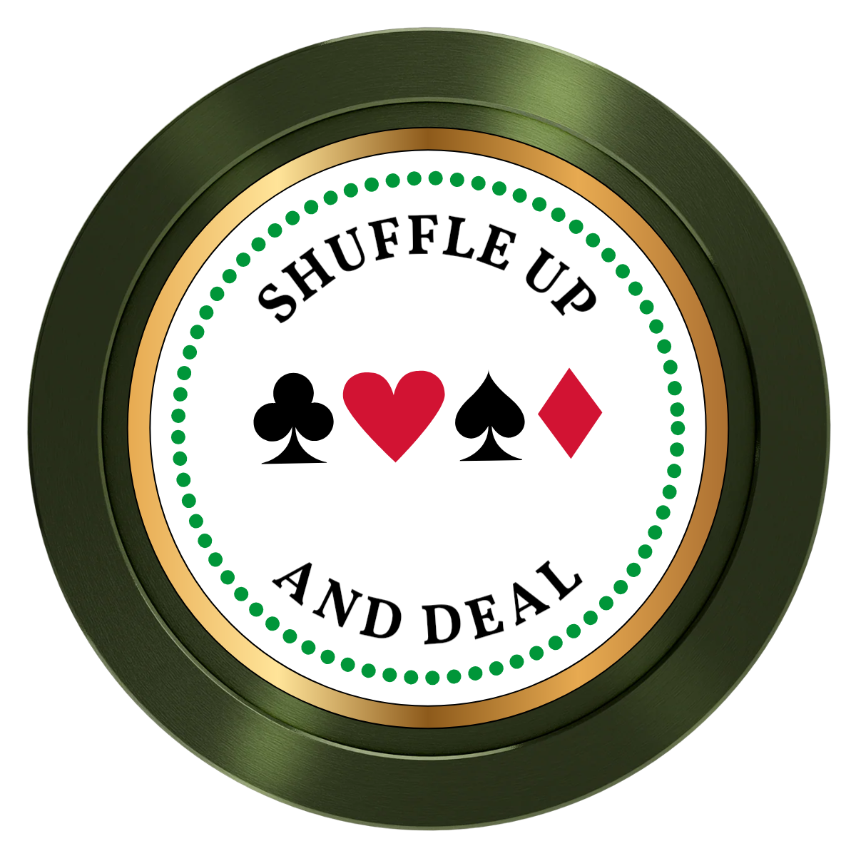 Fours Suits Club Aluminum Poker Card Guards - Green - Back
