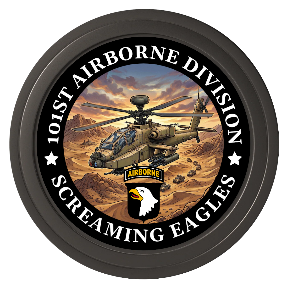 Army Airborne Composite Poker Chips - Black / Solid - Front