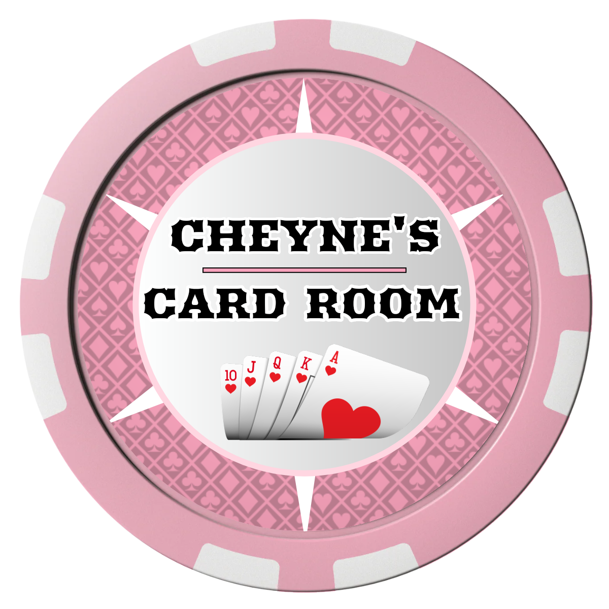 Cheyne's Card Room Composite Poker Chips - Pink / 8 Stripe - Front