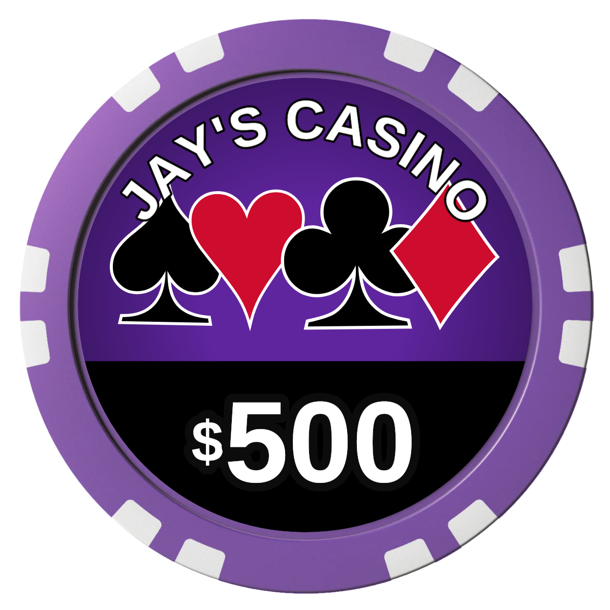 Jay's Casino Composite Poker Chips - Purple / Double Stripe - Front