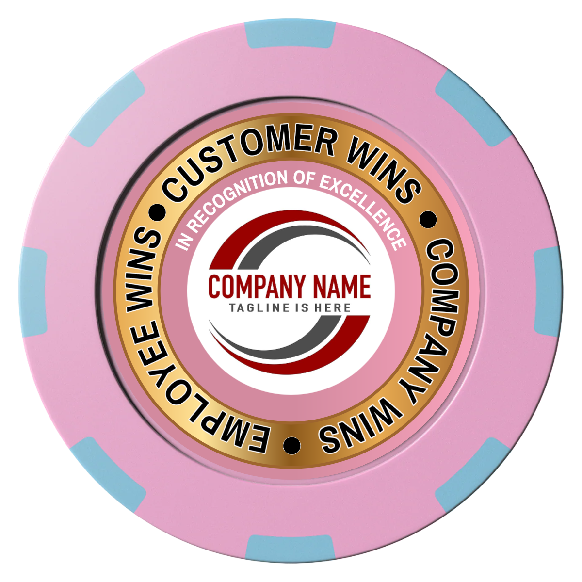 Gold Standard Clay Poker Chips - Pink / 8 Spot (2 Tone) / 40mm - Front