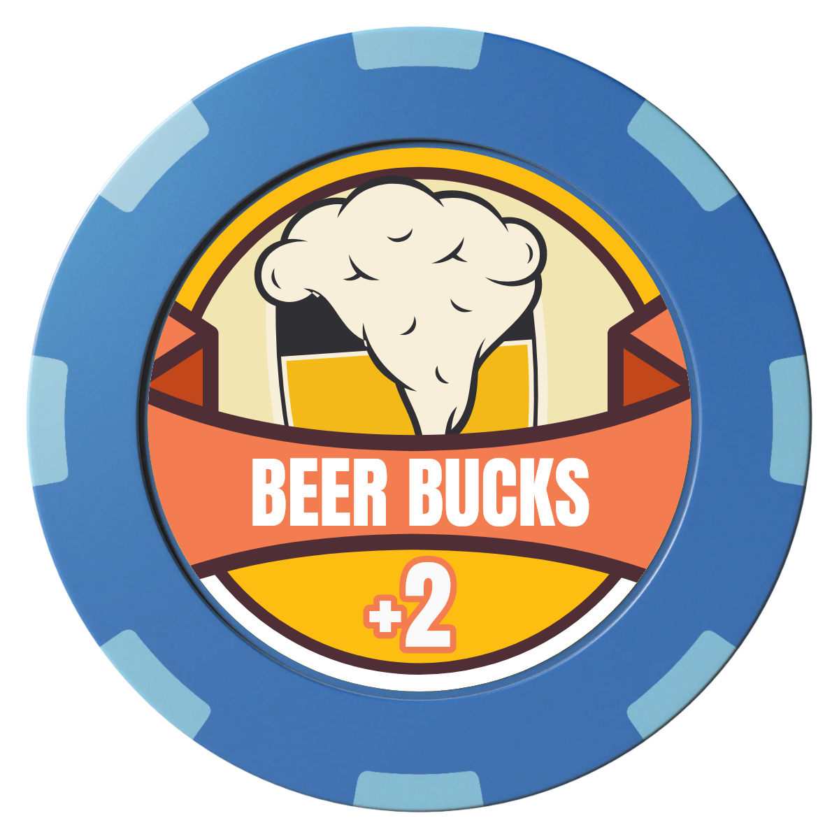 Banner Brew Clay Poker Chips - Blue / 8 Spot (2 Tone) / 40mm - Front