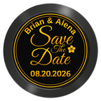 Save the Date Text Aluminum Poker Chips - Black - Front