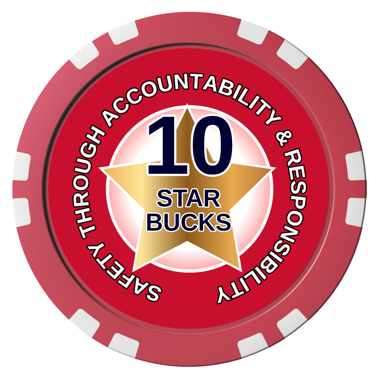 Safety Star Composite Poker Chips - Red / Double Stripe - Front