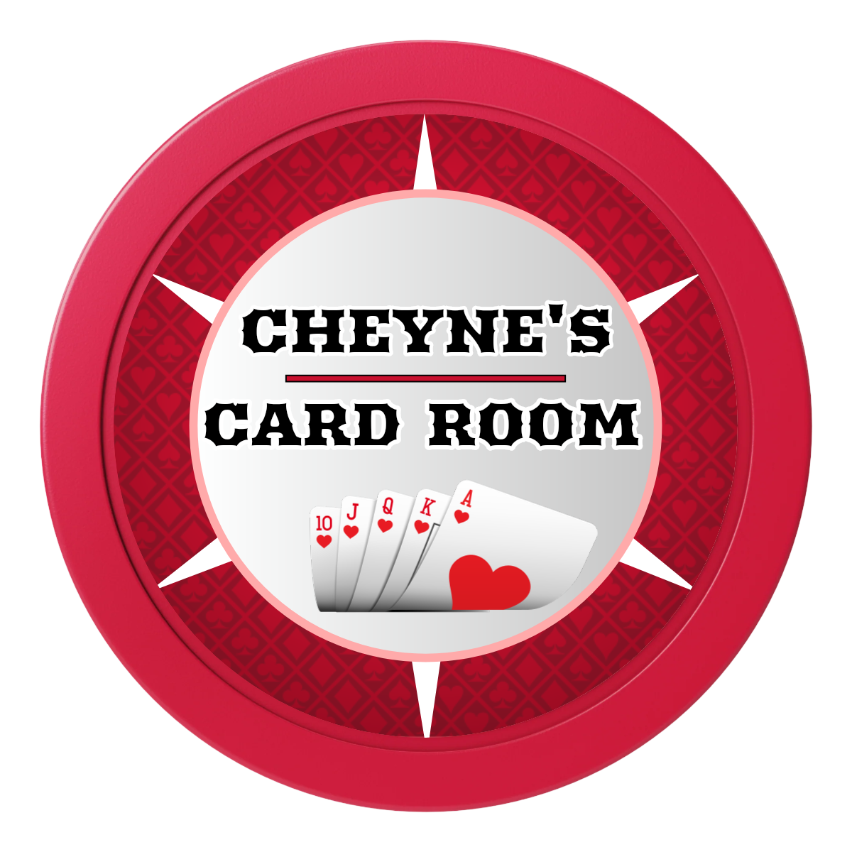 Cheyne's Card Room 2" Oversized Poker Chips - Red - Back