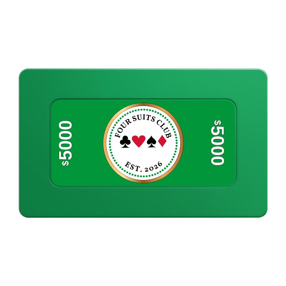 Fours Suits Club Rectangular Poker Chip Plaques - Green - Back
