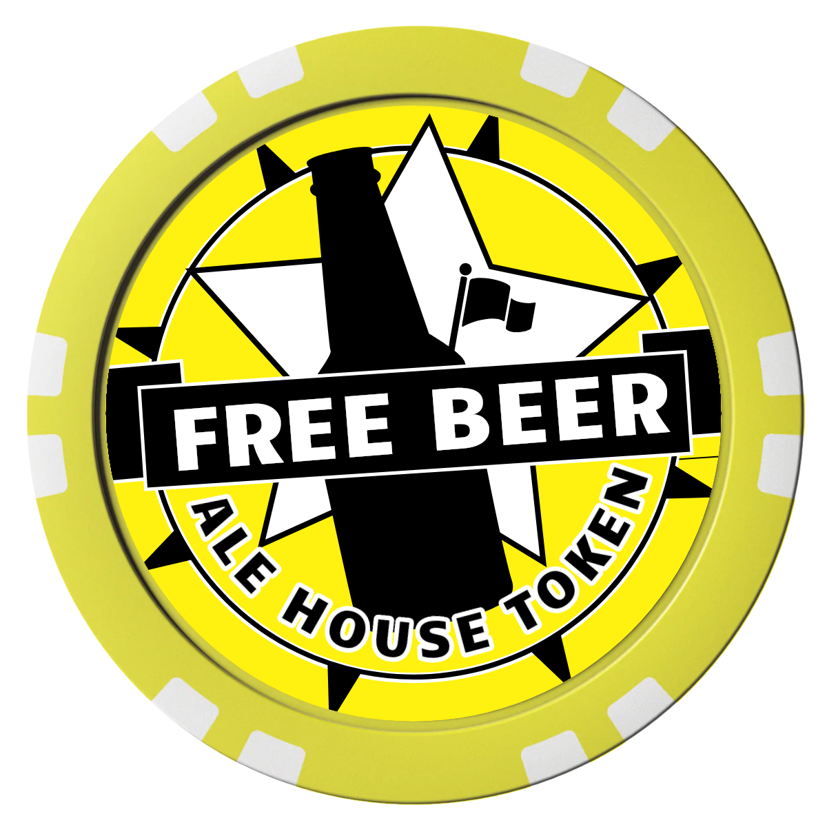 Free Beer Drink Composite Poker Chips - Yellow / Double Stripe - Front