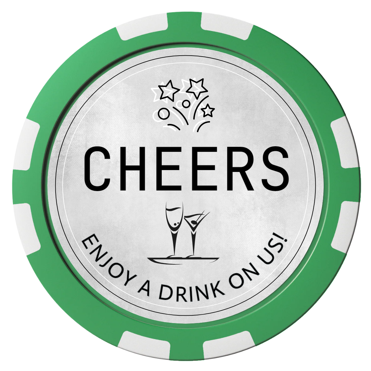 Chique Wedding Token Composite Poker Chips - Green / 8 Stripe - Front