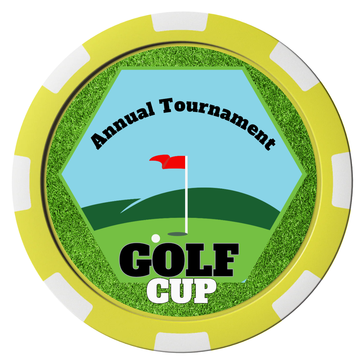 Golf Cup Composite Poker Chips - Yellow / 8 Stripe - Front