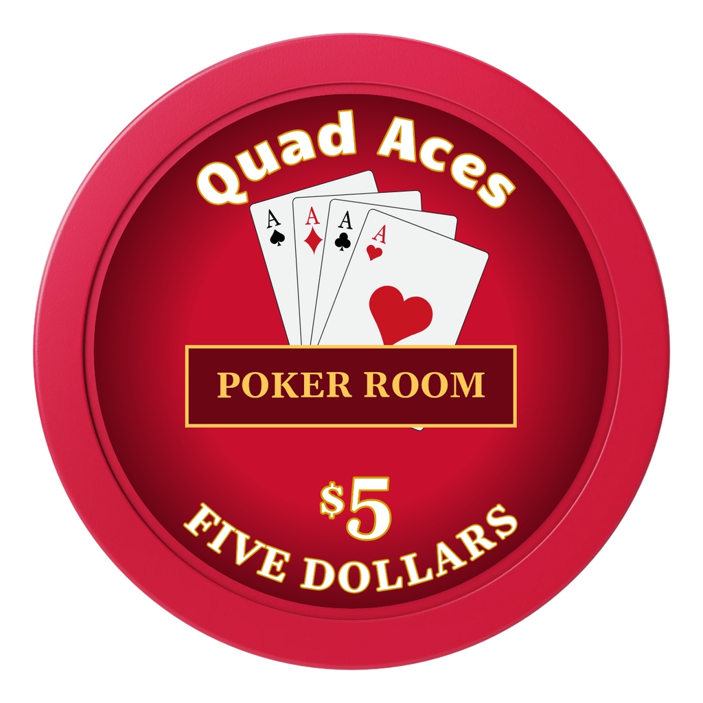 Quad Aces 2" Oversized Poker Chips - Red - Back