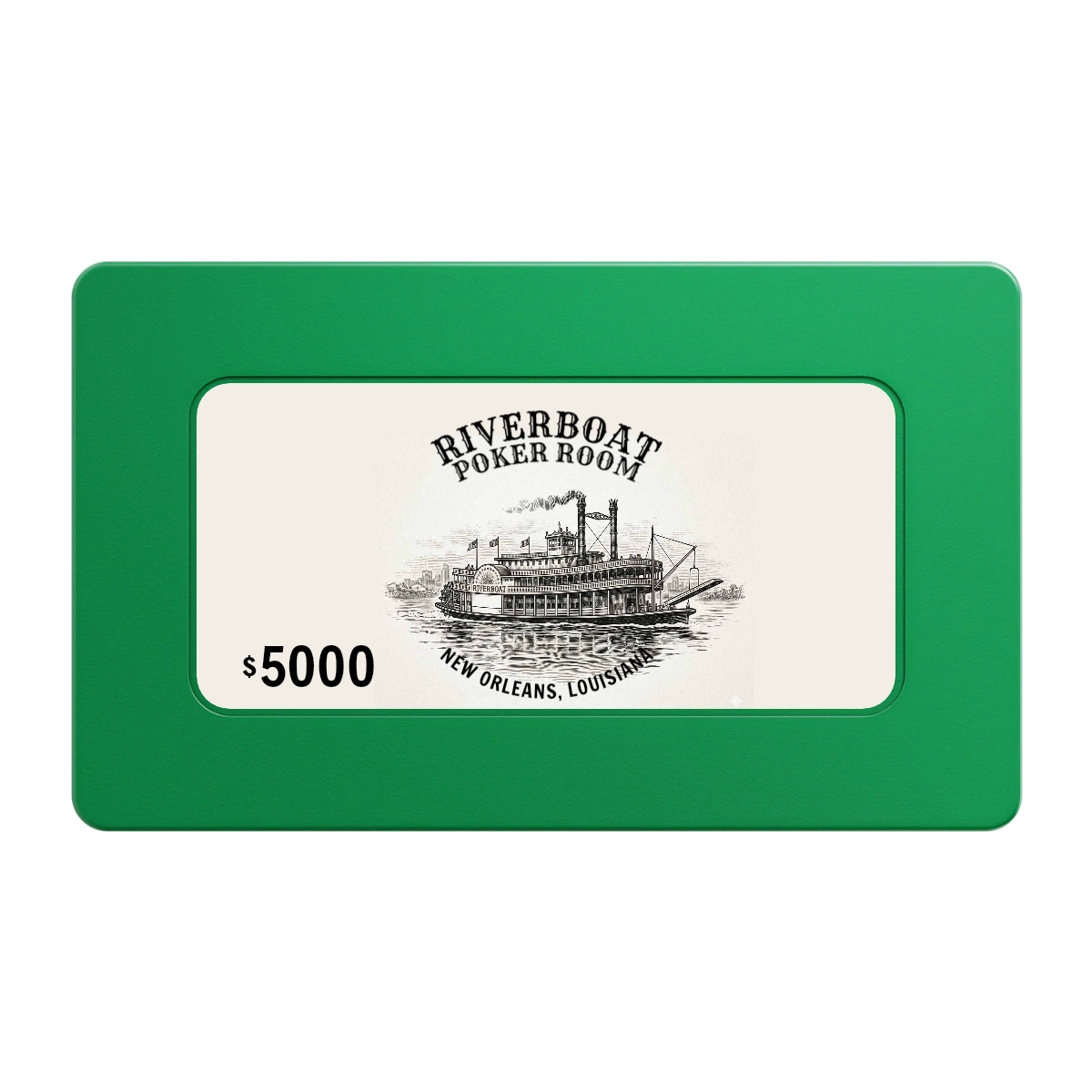 Riverboat Poker Room Rectangular Poker Chip Plaques - Green - Front