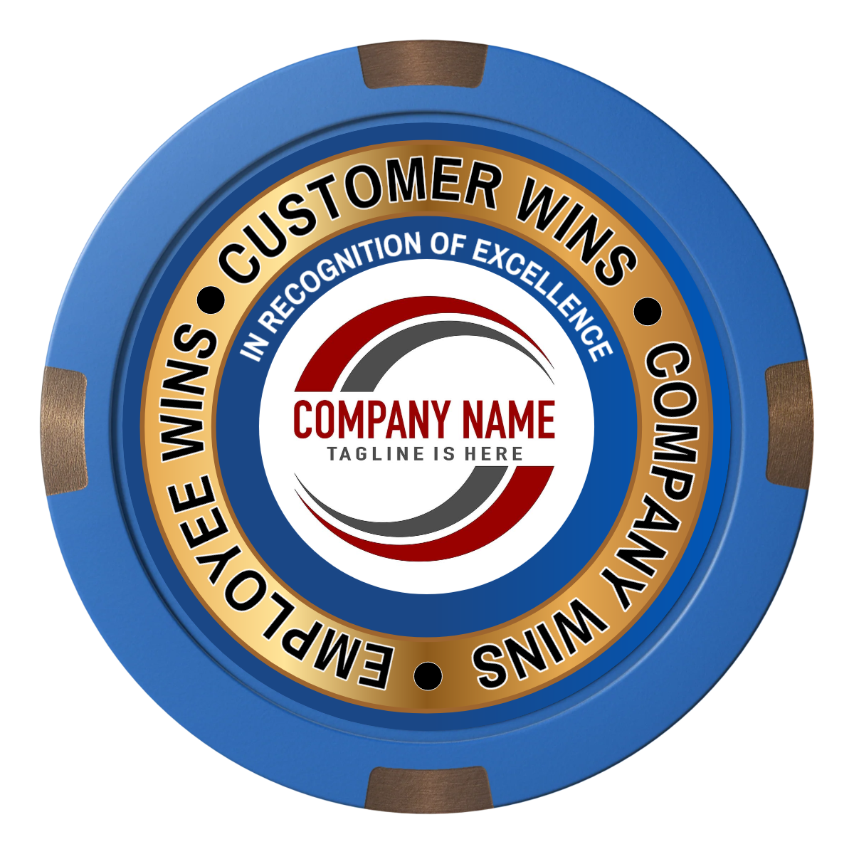 Gold Standard Composite & Metal Hybrid Poker Chips - Blue - Front