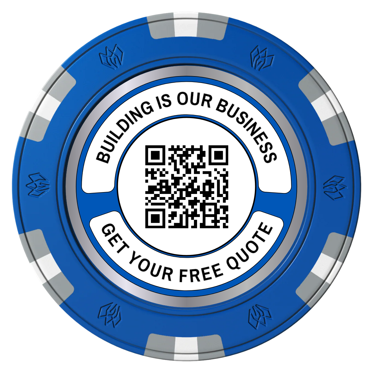 Acme Construction Clay Poker Chips - Blue / 6 Spot Gem / 40mm - Front
