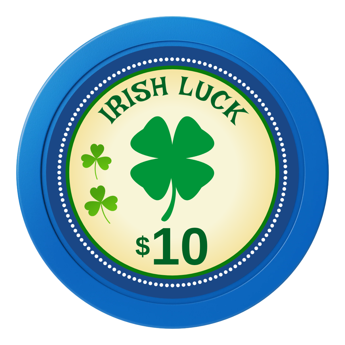 Irish Luck 2" Oversized Poker Chips - Blue - Back