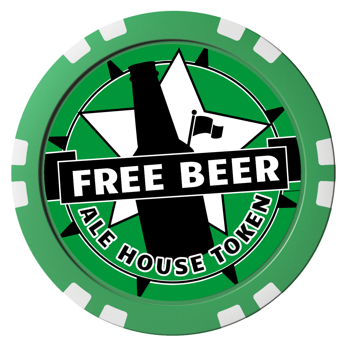 Free Beer Drink Composite Poker Chips - Green / Double Stripe - Front