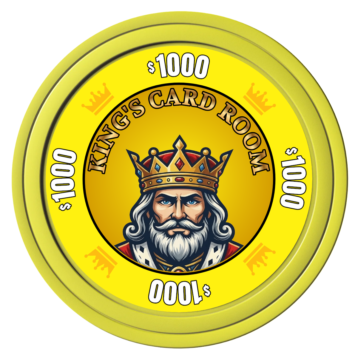 Kings Composite Poker Chips - Yellow / Solid - Front