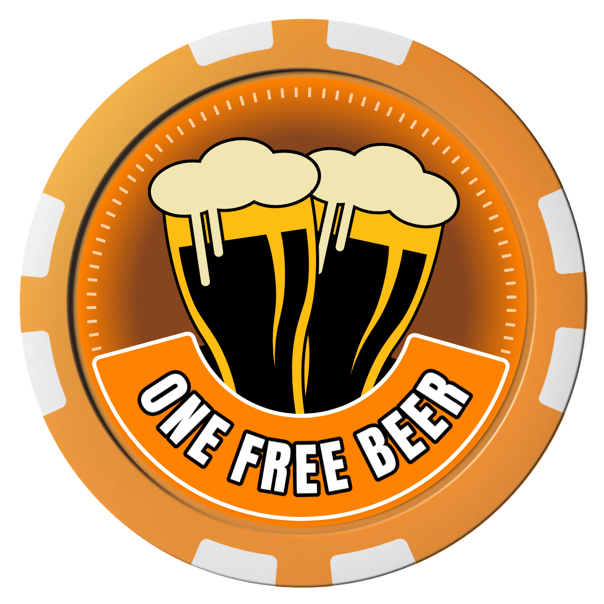 Double Pint 2 Composite Poker Chips - Orange / 8 Stripe - Front