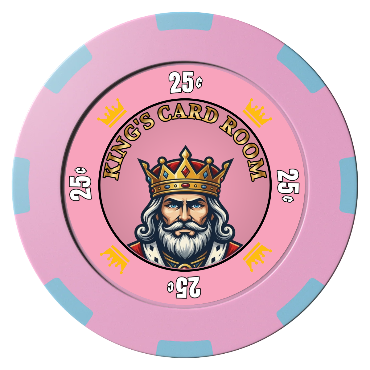 Kings Clay Poker Chips - Pink / 8 Spot (2 Tone) / 40mm - Front