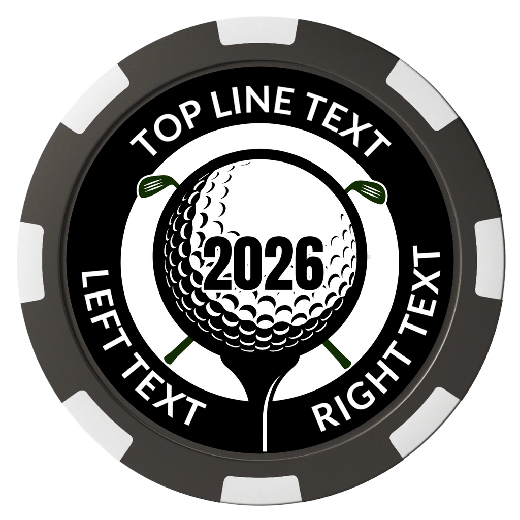 Tee it up Magnetic Composite Poker Chips - Black / 8 Spot - Front