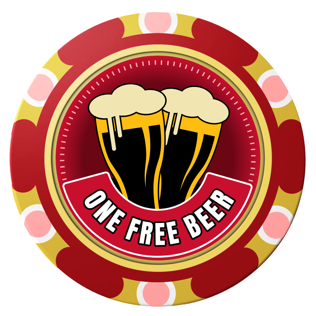 Double Pint 2 Clay Poker Chips - Red / Monte Carlo / 40mm - Front