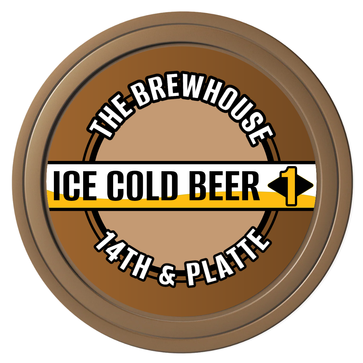 Ice Cold Beer Drink Token Composite Poker Chips - Brown / Solid - Front