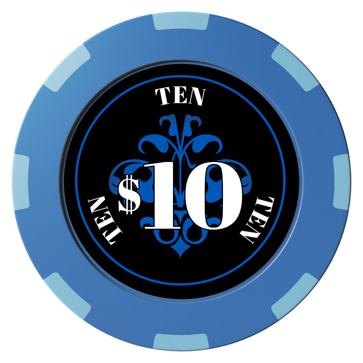 Gothic Revival Clay Poker Chips - Blue / 8 Spot (2 Tone) / 40mm - Back