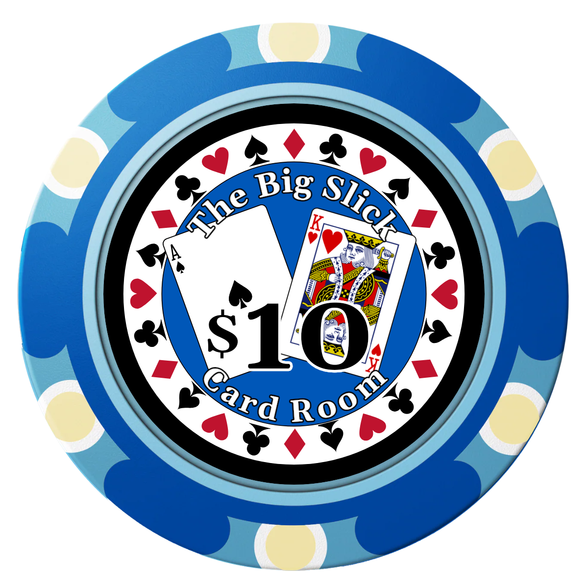 AK Big Slick Clay Poker Chips - Blue / Monte Carlo / 40mm - Front