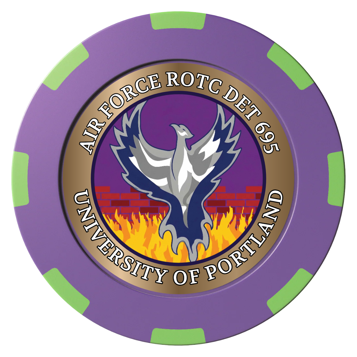 Air Force ROTC Det 695 Clay Poker Chips - Purple / 8 Spot (2 Tone) / 40mm - Front